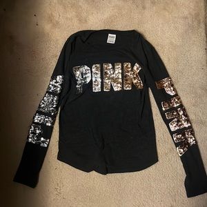 PINK bling long sleeve silver and grey bling